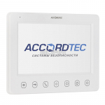 Цветной 4-проводный монитор видеодомофона с экраном 7" LCD TFT 800х600 ACCORDTEC AT-VD751C/M WH