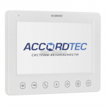 Цветной 4-проводный монитор видеодомофона с экраном 7" LCD TFT 800х600 ACCORDTEC AT-VD751C/M/SD WH