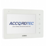Цветной 4х проводный монитор видеодомофона с рамером экрана 7" LCD TFT 1024х600 ACCORDTEC AT-VD760C/SD WH